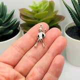 1, 4, 20 or 50 Pieces: Silver Baseball Player 3D Charms