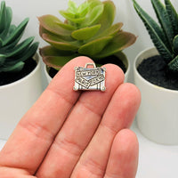 4, 20 or 50 Pieces: Silver Suitcase Charms, Double Sided