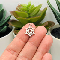 4, 20 or 50 Pieces: Small Silver Snowflake Christmas charms