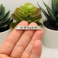 4 or 20 Pieces: Silver Witch Wiccan Bar Connector Charms