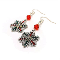 Silver Rhinestone Snowflake Christmas Earrings