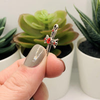 4, 20 or 50 Pieces: Cross Pendant Charms with Red Rhinestones