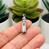 4, 20 or 50 Pieces: Silver Lighthouse 3D Nautical Charms