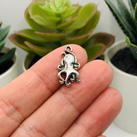 4, 20 or 50 Pieces: Small Silver Octopus Charms