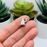 4, 20 or 50 Pieces: Silver Cheerleading Megaphone 3D Charms