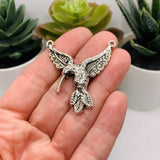 4, 20 or 50 Pieces: Silver Hummingbird Connector Charm Pendants