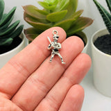 1, 4, 20 or 50 Pieces: Silver Baseball Player 3D Charms