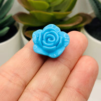 4, 20 or 50 Pieces: Aqua Blue Chunky Rose Flower Beads