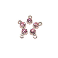 4, 20 or 50 Pieces: Small Light Pink October Birthstone Rhinestone Charms