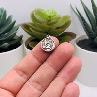 12 or 60 Pieces: Tiny Silver Zodiac/Astrology Coin Charm Sets - Double Sided