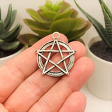 4, 20 or 50 Pieces: Silver Pentacle Pentagram Wiccan Charms