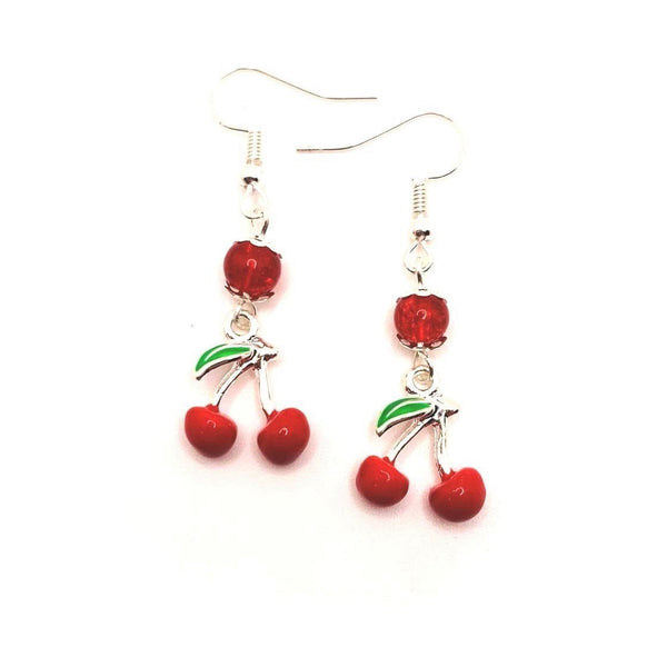 Red Cherry Rockabilly Novelty Earrings