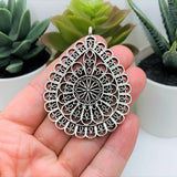 1, 4 or 20 Pieces: Large Silver Boho Teardrop Pendants