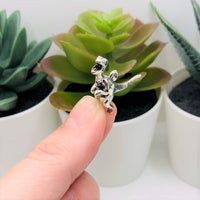 1, 4, 20 or 50 Pieces: Silver Velociraptor 3D Dinosaur Charms