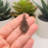 4, 20 or 50 Pieces: Antique Copper Filigree Teardrop Pendants