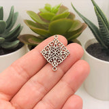 4, 20 or 50 Pieces: Silver Filigree Rhombus Connector Charms