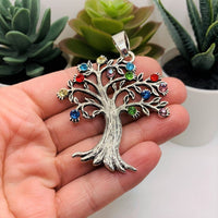 1, 4 or 20 Pieces: Large Silver Tree Pendant with Rhinestones