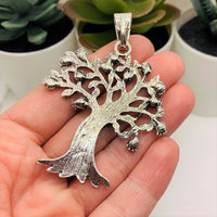 1, 4 or 20 Pieces: Large Silver Tree Pendant with Rhinestones