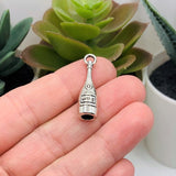 4, 20 or 50 Pieces: Silver Wine Bottle 3D Charms