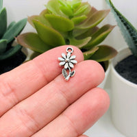 4, 20 or 50 Pieces: Small Silver Flower Charms