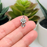 4, 20 or 50 Pieces: Small Silver Flower Charms