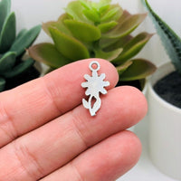 4, 20 or 50 Pieces: Small Silver Flower Charms