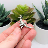 1, 4, 20 or 50 Pieces: Silver Velociraptor 3D Dinosaur Charms