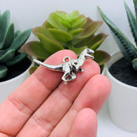 1, 4, 20 or 50 Pieces: Silver Velociraptor 3D Dinosaur Charms