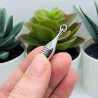 4, 20 or 50 Pieces: Silver Wine Bottle 3D Charms