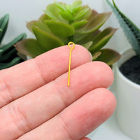 100 or 500 Pieces: 22 mm Gold Plated Eye Pins, 21g