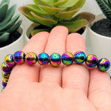 40 or 160 Pieces: 8 mm Multicolor Oil Slick Glass Beads