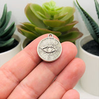 4, 20 or 50 Pieces: Silver Evil Eye Coin Charms