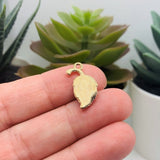 4, 20 or 50 Pieces: Green and Gold Curved Leaf Charms