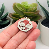 4, 20 or 50 Pieces: Silver Round Mushroom Charms