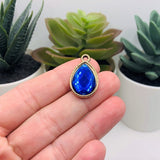 4, 20 or 50 Pieces: Bright Blue and Gold Acrylic Teardrop Charms