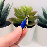 4, 20 or 50 Pieces: Bright Blue and Gold Acrylic Teardrop Charms