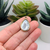 4, 20 or 50 Pieces: Diamond and Gold Acrylic Teardrop Charms
