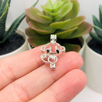 4 or 20 Pieces: Silver Plated Monkey Bead Diffuser Lockets