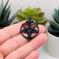 1, 4 or 20 Pieces: Black Satanic Baphomet Pentagram Charms