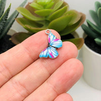 4, 20 or 50 Pieces: Purple, Blue and White Butterfly Charms