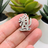 4, 20 or 50 Pieces: Silver Saguaro Cactus Charms with Sun