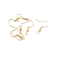 100 or 500 Pieces: KC Gold / Light Gold Plated Fish Hook Earring Wires with Spring and Ball