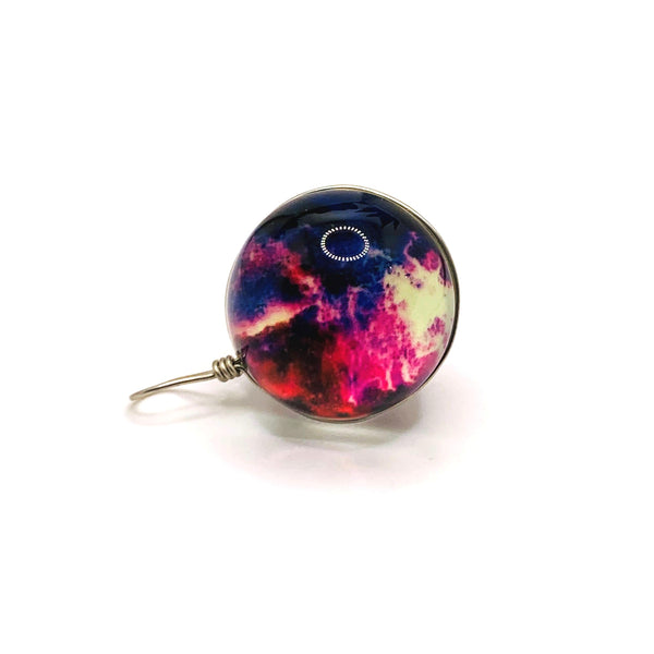 2 Wire Wrapped Glass Galaxy Purple Nebula Pendant Charms